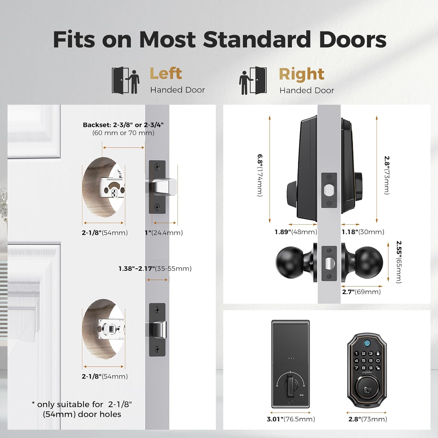 Keyless Entry Door Lock Deadbolt with Handle Set