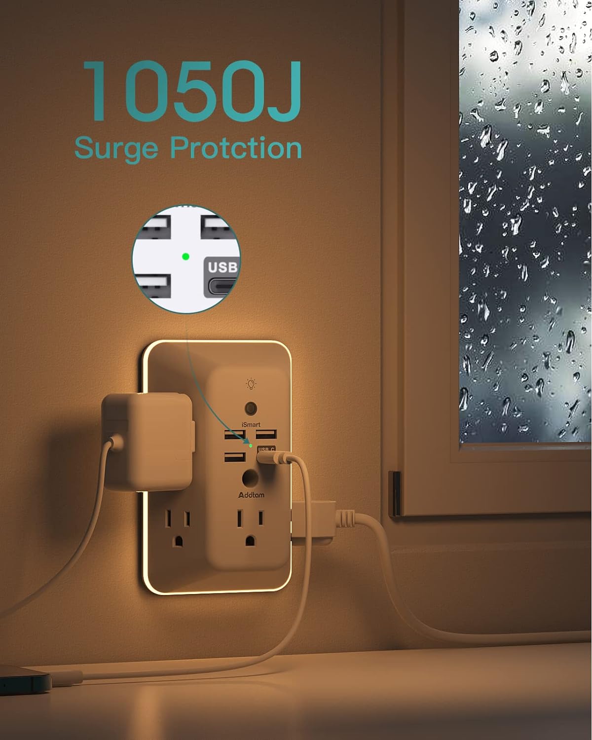Surge Protector, Outlet Extender with Night Light