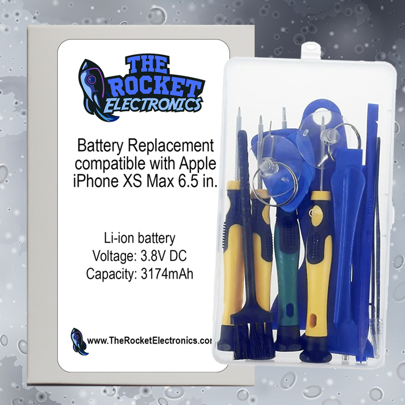 3174mAh Li-ion Battery Replacement for iPhone XS Max 6.5 in. With Repair Tool Kit Set